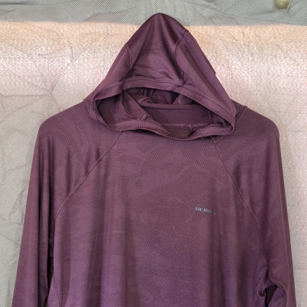 Merrell Hoodie Mens XL Purple Lightweight Long Sleeve Pullover Athletic Top